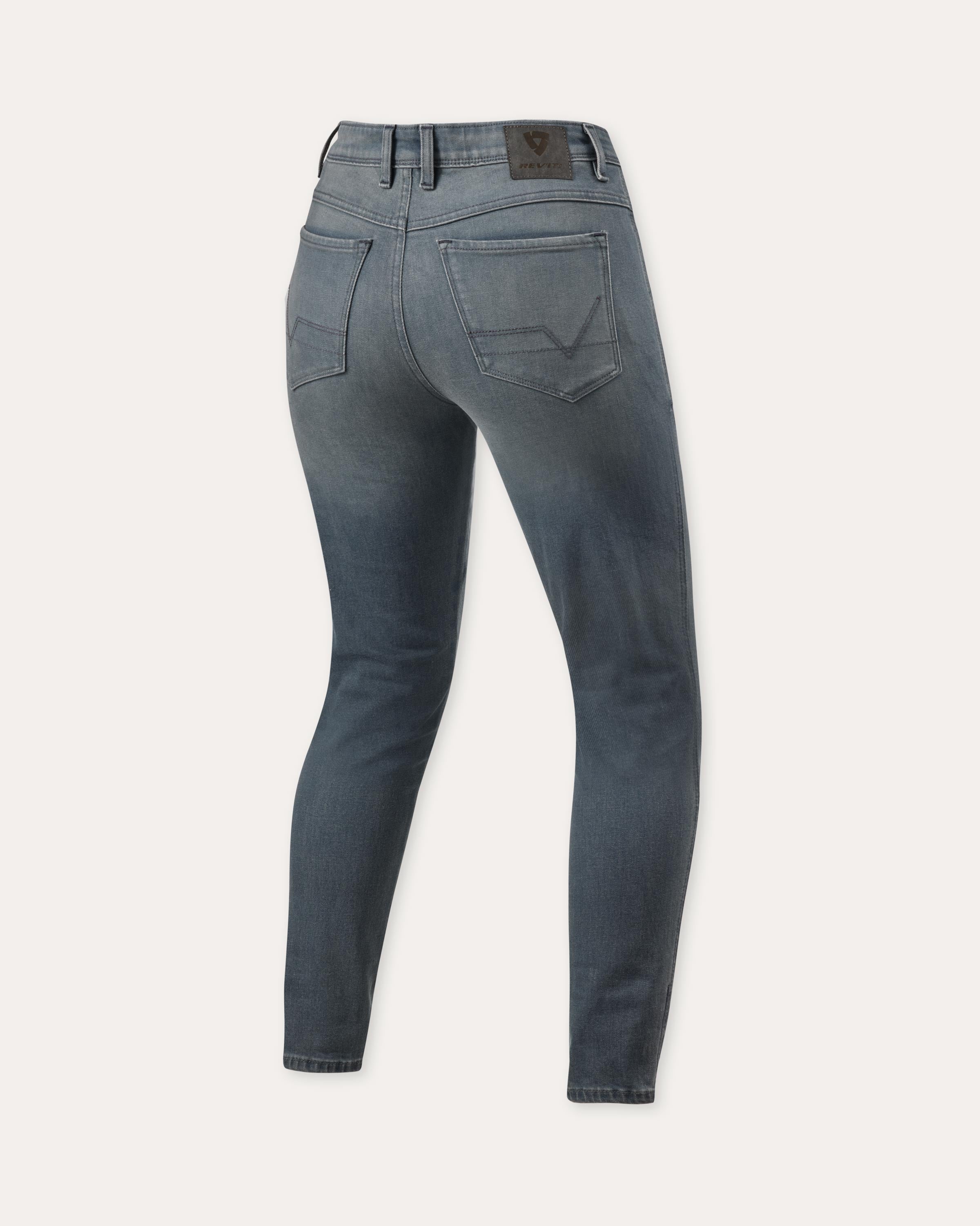 Revit Moto Jeans Donna In Denim Cordura Con Protezioni Ginocchia CE - Taglia L32, Nero, 5 Tasche